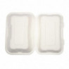Mahlzeitboxen aus Bagasse mit Scharnierdeckel - L 228mm - Packung mit 200 - Vegware